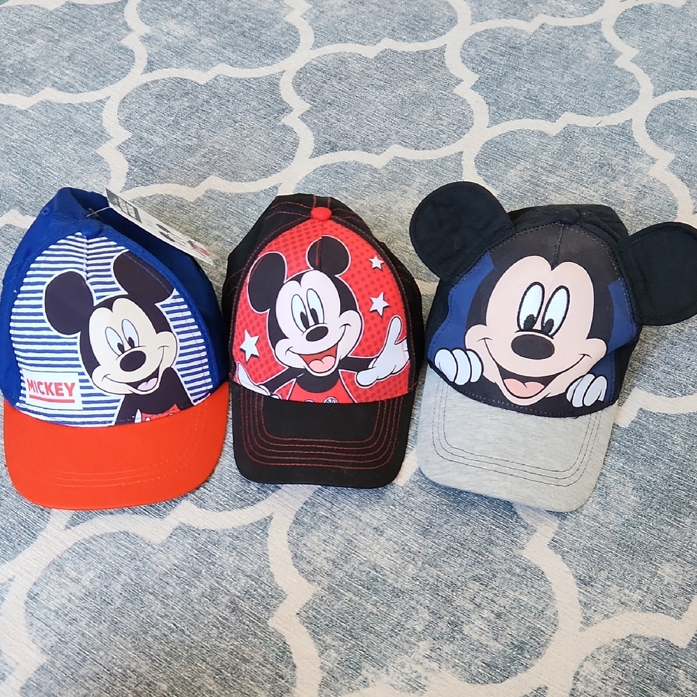 Disney Mickey Mouse Caps, Three Styles, Kids, Excellent Condition